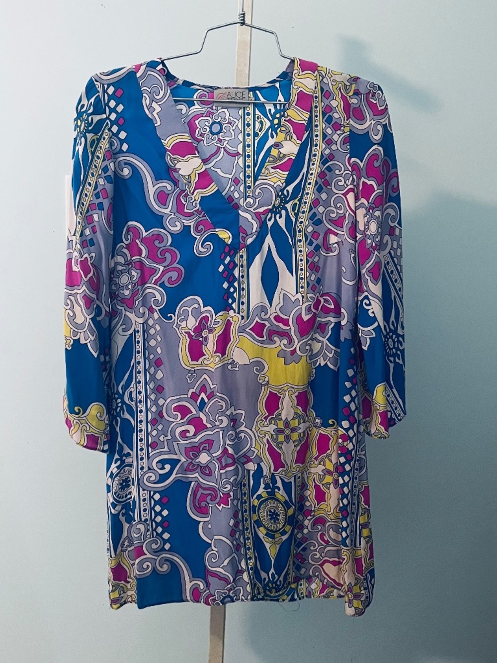 Alice & Trixie 100% Silk Printed Tunic Dress Cover-Up – Made in USA – Small
